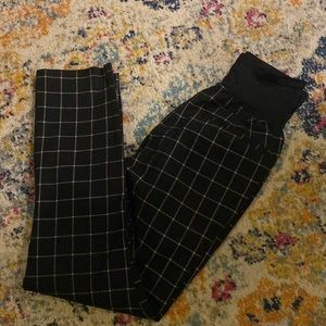 Maternity Full Panel Old Navy Black Plaid Ankle Pants
